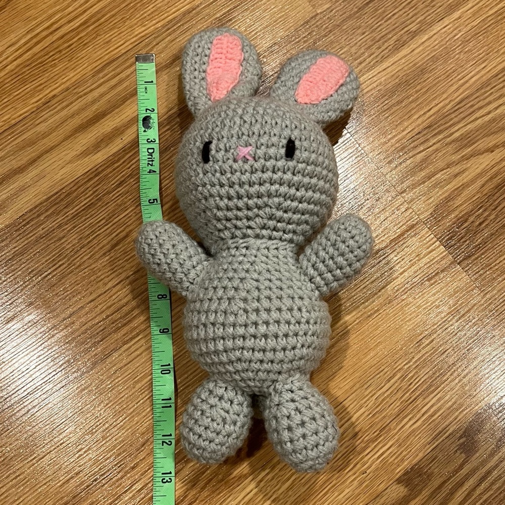 Crocheted Gray Stuffed Bunny Rabbit - Picture 3 of 4